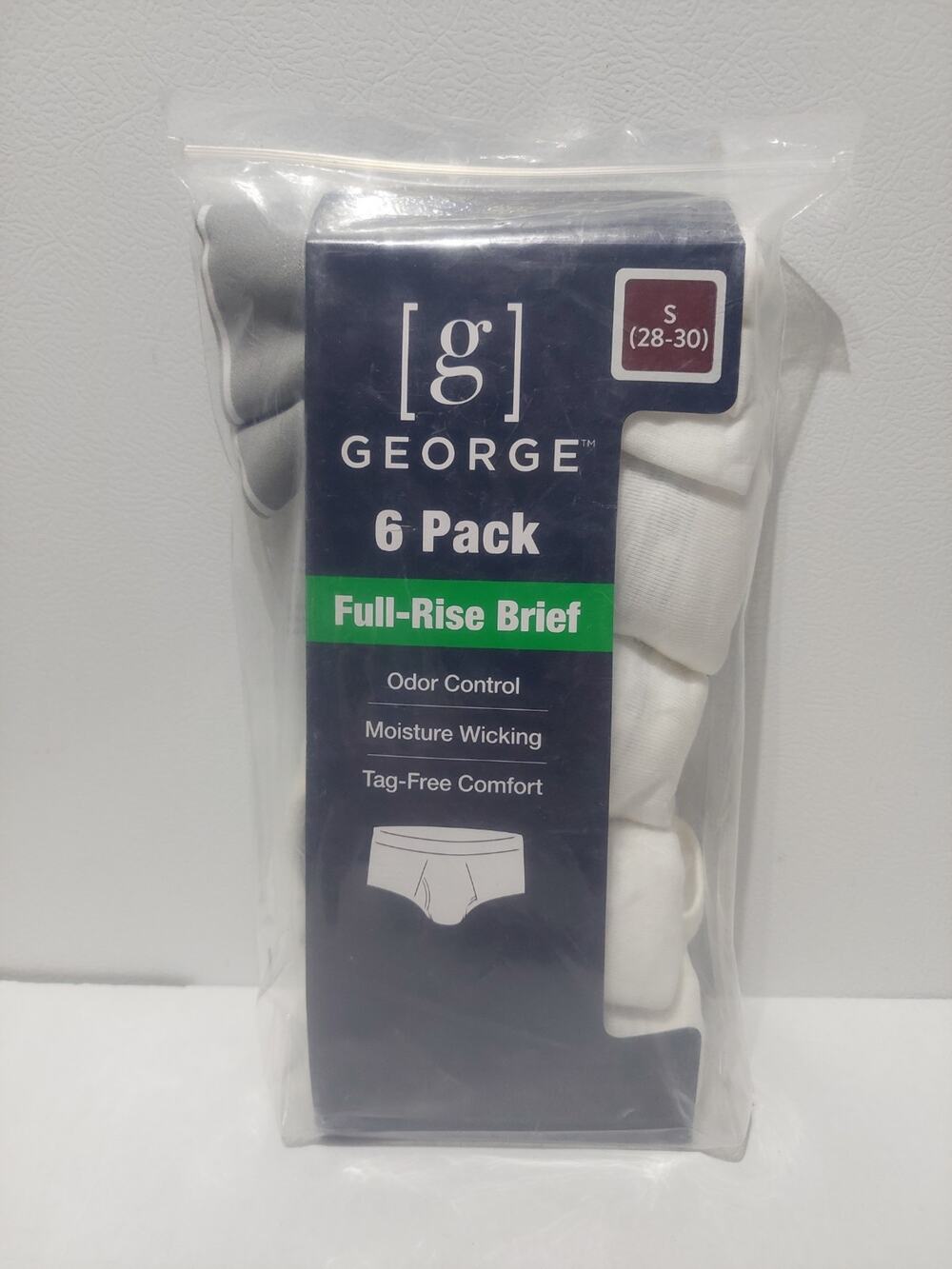 George Men's White Full Rise Briefs Underwear 6-Pack Size Small (28 - 30) ~ New